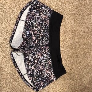 Purple floral lululemon speed up shorts